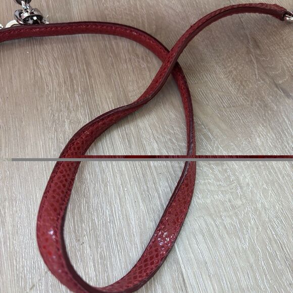 Calvin Klein Red Quilted Faux Python Crossbody Bag Chain Strap 8"x5.5" Y2K - Picture 11 of 14